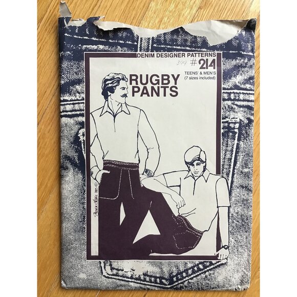 Rugby Pants Pattern Teens and Men’s UNCUT Master Pattern Waist 26 - 38 - Picture 1 of 4